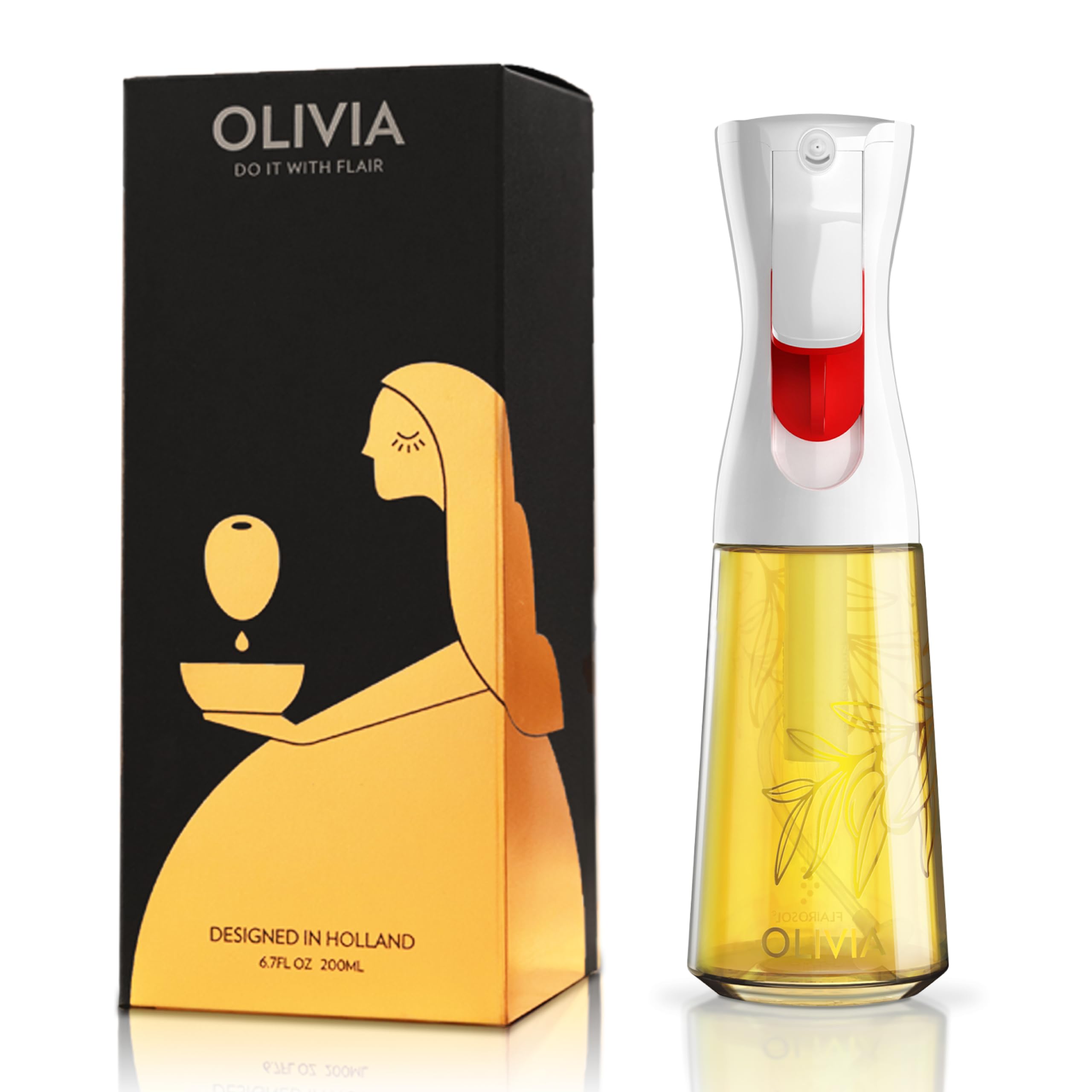 FLAIROSOL Olivia oil spray bottle for precise, even coating during cooking.