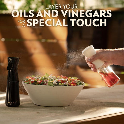 Versatile OLIVIA sprayer works with olive oil, avocado oil, sauces, and dressings.