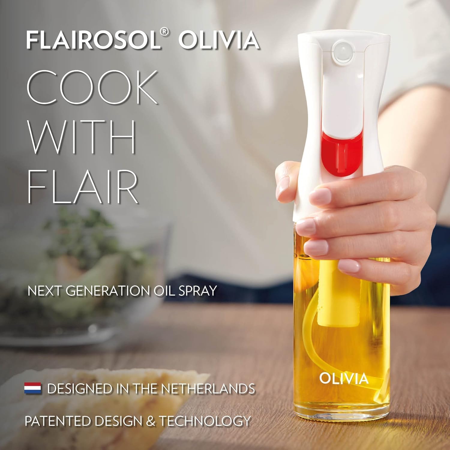 FLAIROSOL OLIVIA premium glass bottle emphasizing durability and style