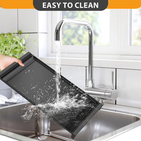 FlameDuty easy-clean griddle simplifies cleanup after meals.