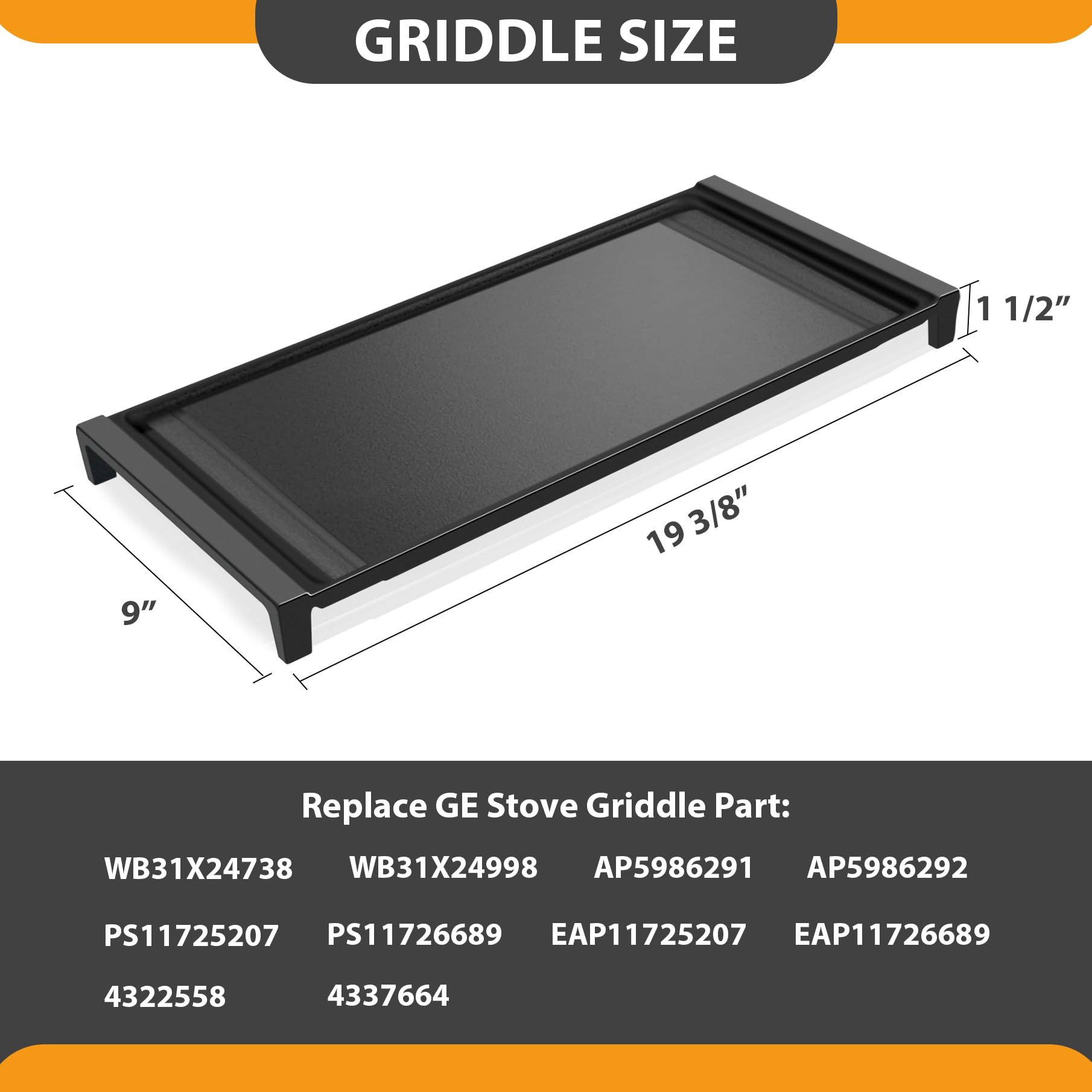 FlameDuty GE stovetop griddle with large surface for multiple dishes.