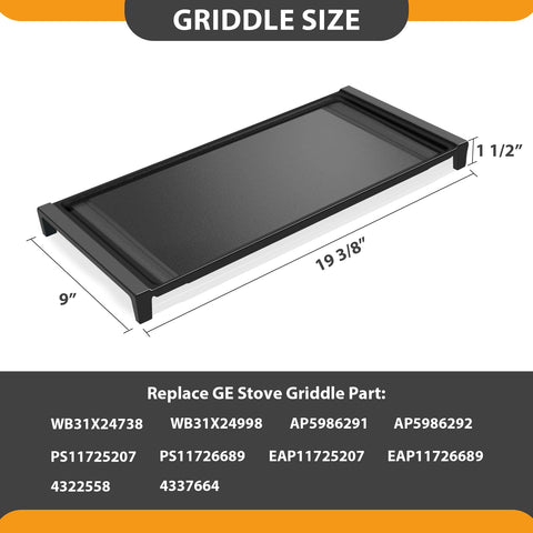 FlameDuty GE stovetop griddle with large surface for multiple dishes.