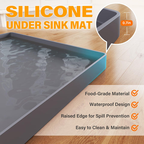 FLATO cabinet protector with edge design to contain leaks under the sink.