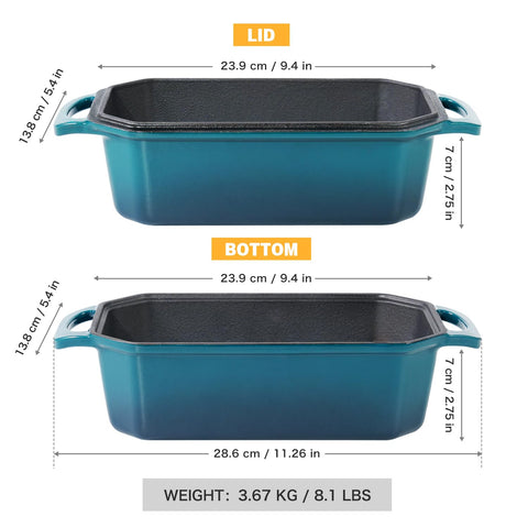 Flavehc loaf pan ergonomic handles help safe lifting.