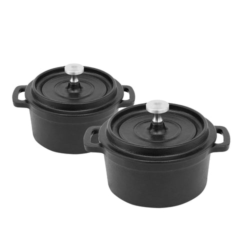 Flavehc mini cocotte 8oz lid off for compact individual portions.