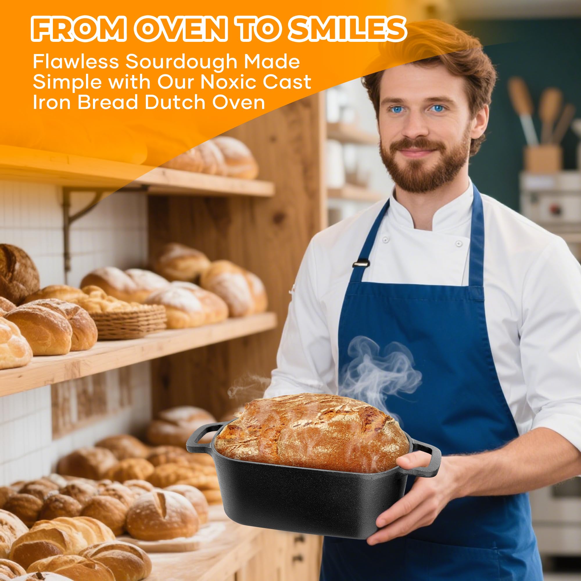 Flavorix serving Dutch Oven at table with warm bread on display