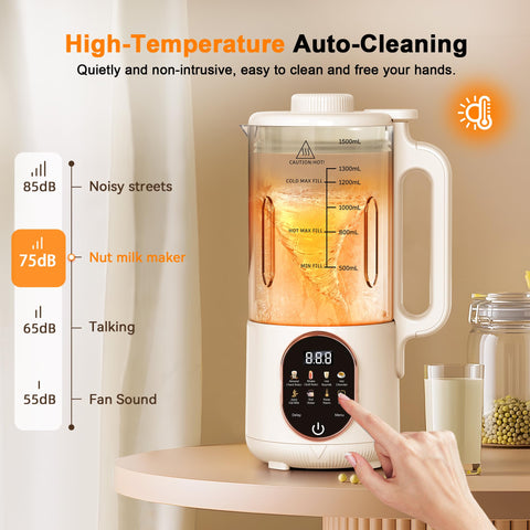 Flelano 50oz Nut Milk Maker control panel with clear interface.