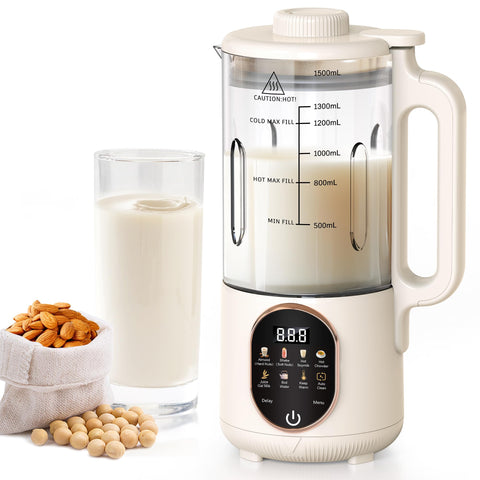 Flelano 50oz Nut Milk Maker front view showing large capacity for family milks.