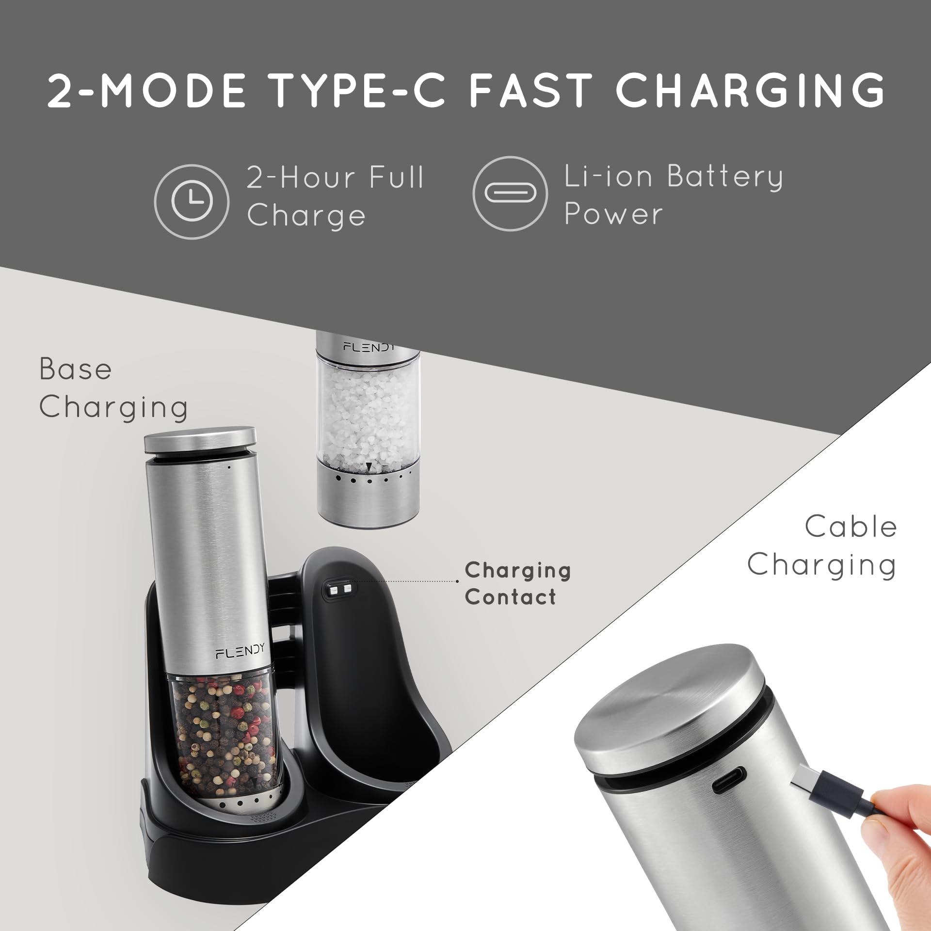 Flendy stainless steel body combines durability with a sleek kitchen look.