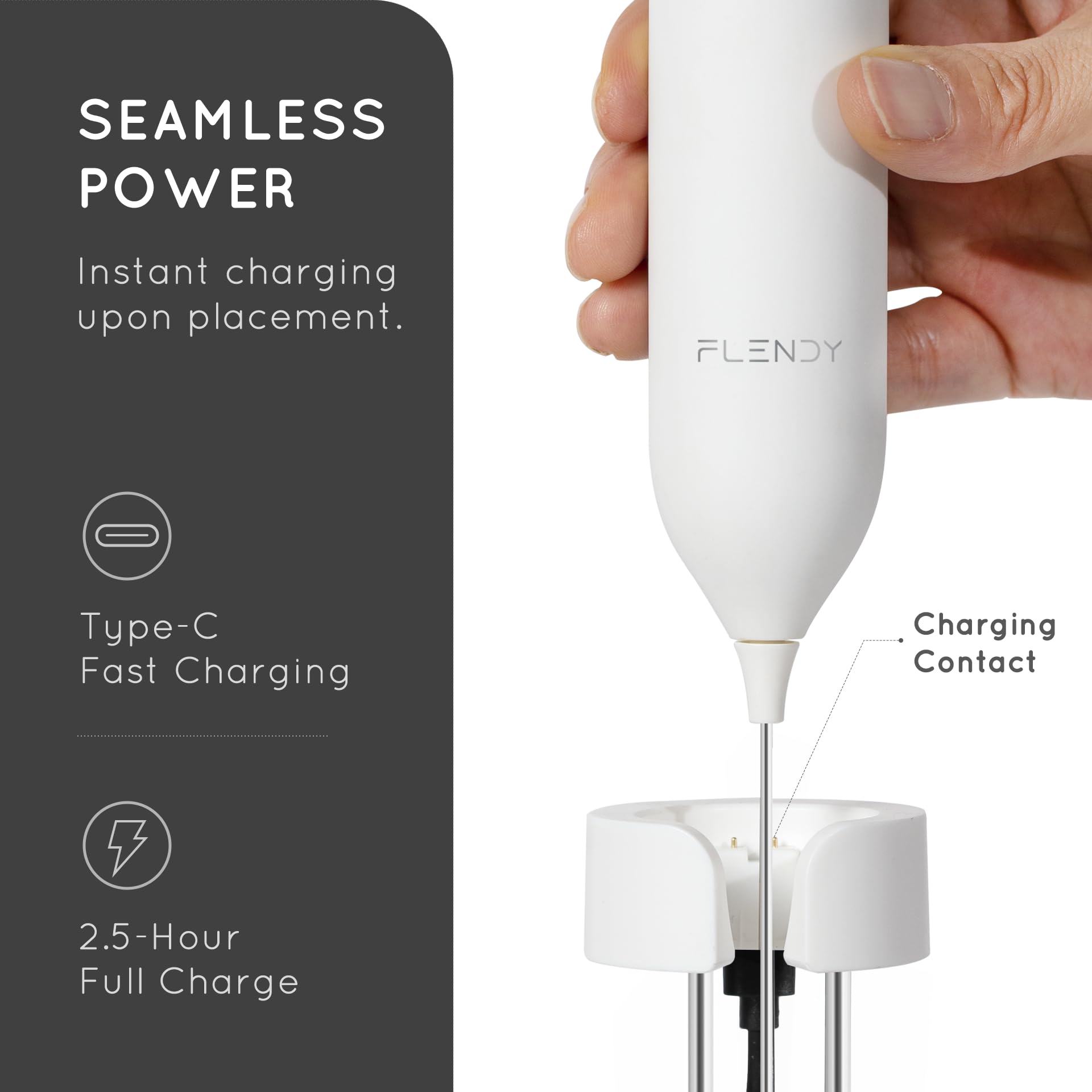 Flendy ergonomic control button for easy speed adjustments during frothing