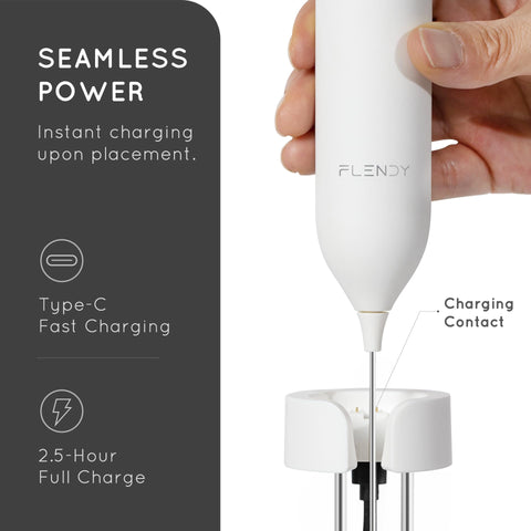 Flendy ergonomic control button for easy speed adjustments during frothing