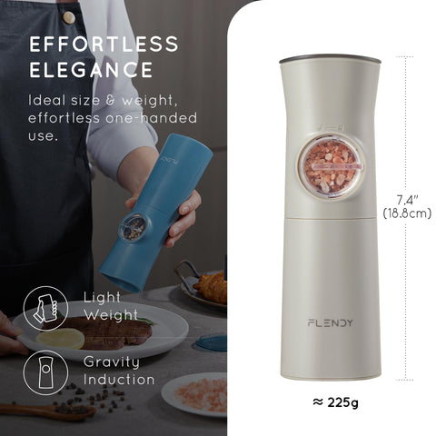 Flendy gravity coarseness knob offers customizable grind sizes for spices.