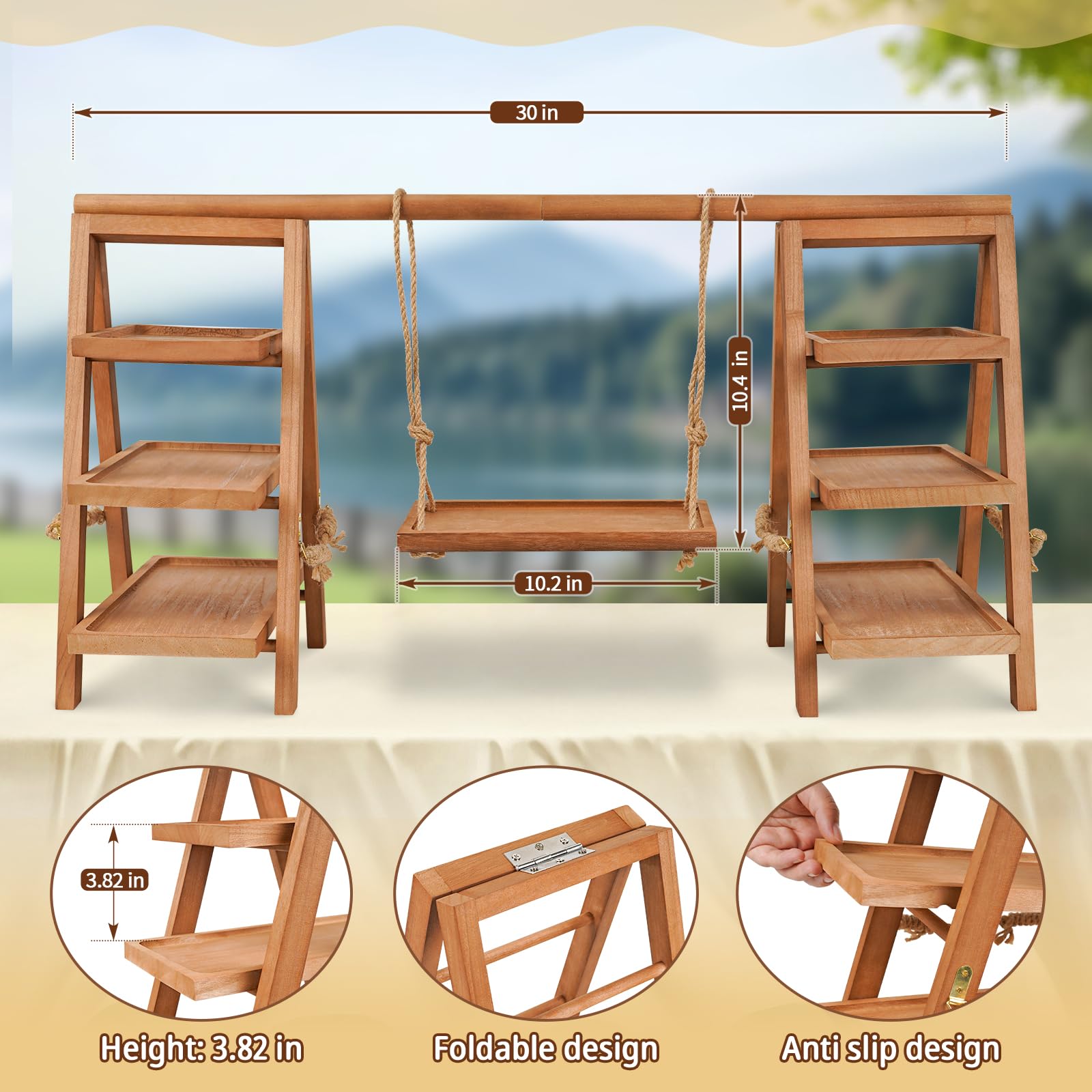 Flenpptly dessert stand for parties wooden elevates treats on countertops.