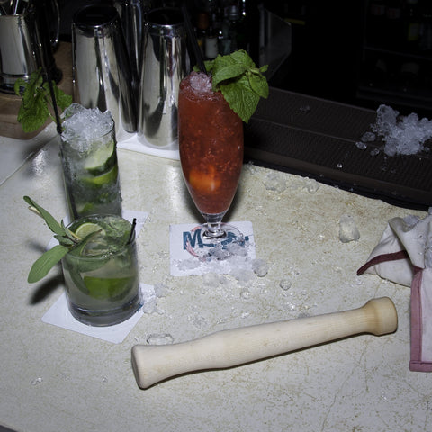 Mojitos prepared with Fletchers Mill muddler to release mint oils.