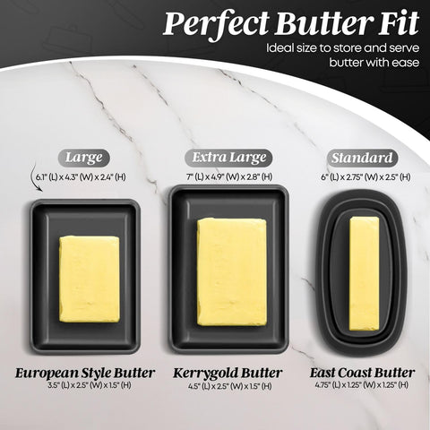 Flexzion butter dish resting on a clean countertop.