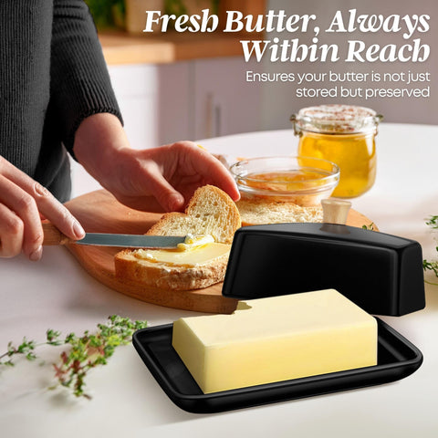 Flexzion butter dish wide two-stick holder for butter.