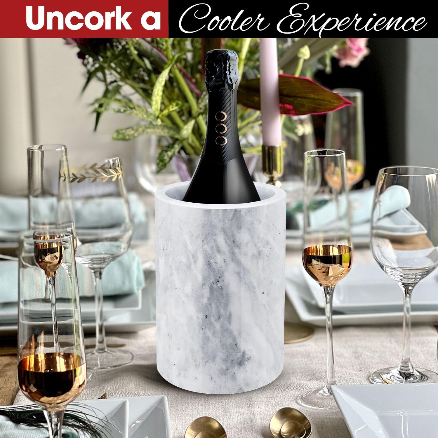 Flexzion marble utensil holder blends practicality with elegant kitchen decor
