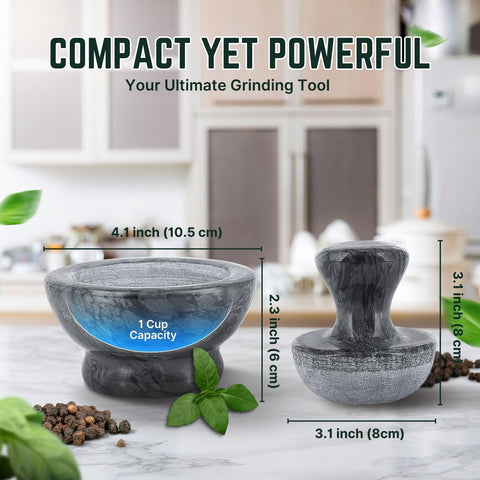Flexzion durable marble mortar and pestle for daily kitchen use