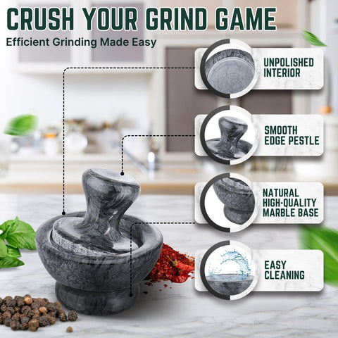 Flexzion stone mortar pestle delivers precise grinding for spices and herbs
