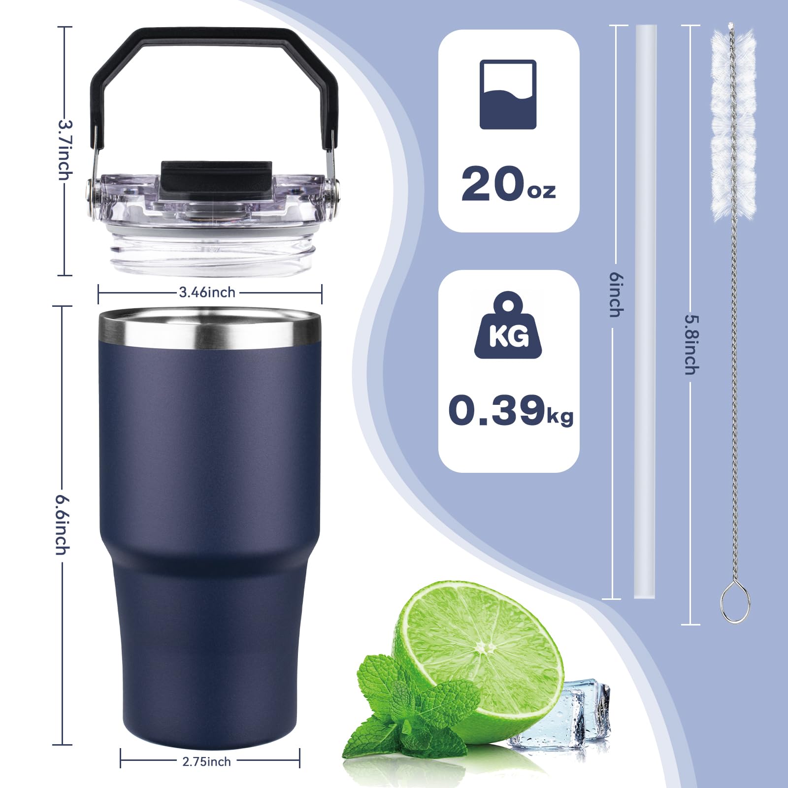 FLIFQI double-wall tumbler keeps beverages cold or hot while preventing condensation.