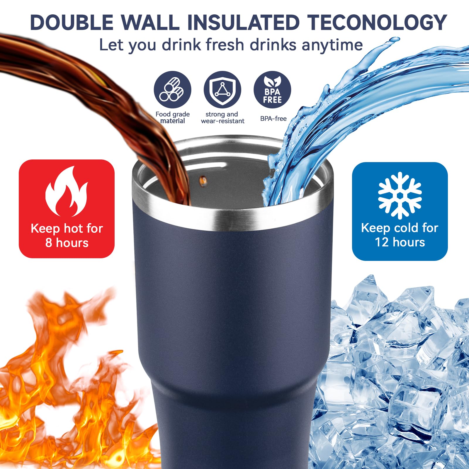 FLIFQI tumbler features flip straw for easy sipping and hygiene cap.