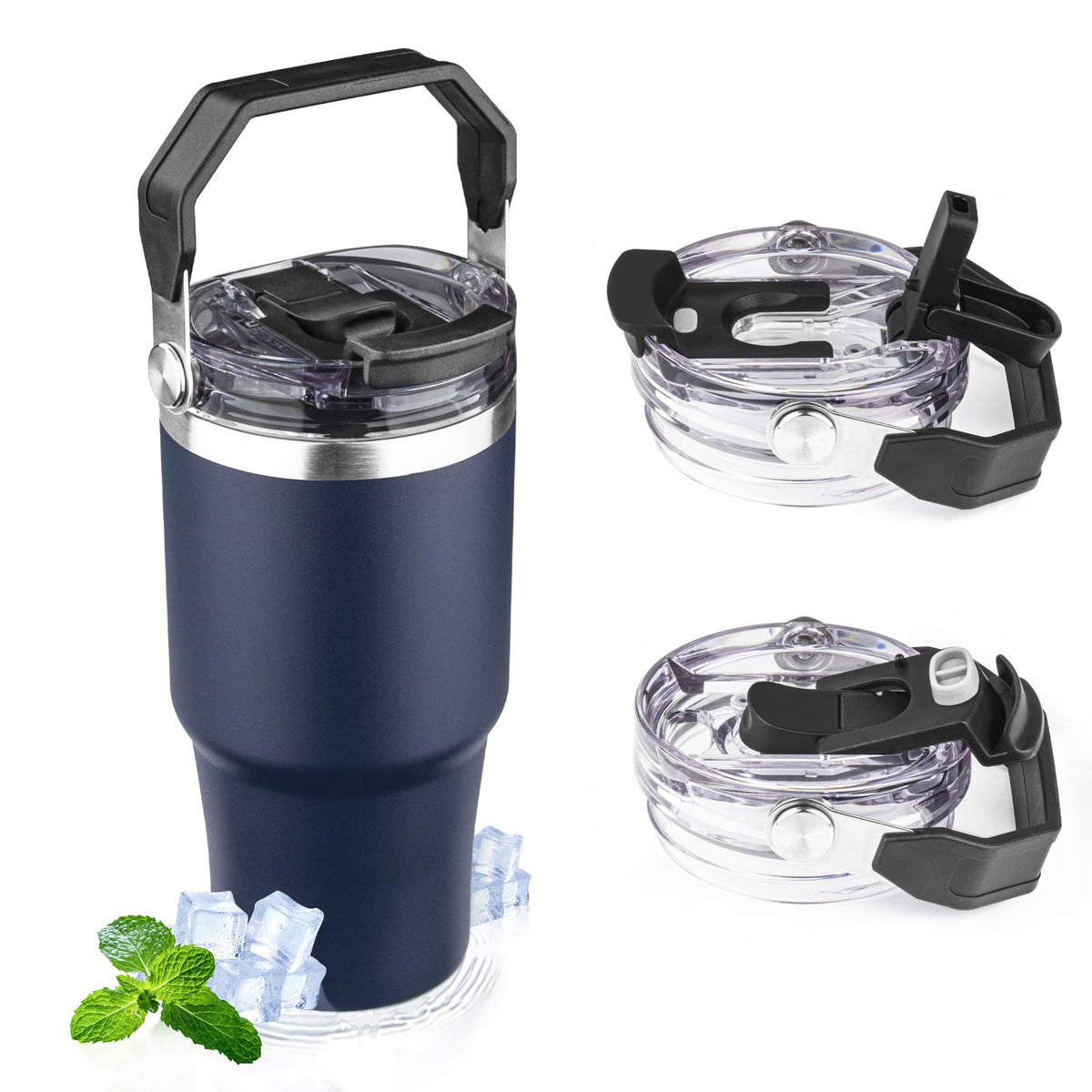 FLIFQI 20oz tumbler with handle and flip straw lid, ideal for on-the-go hydration.