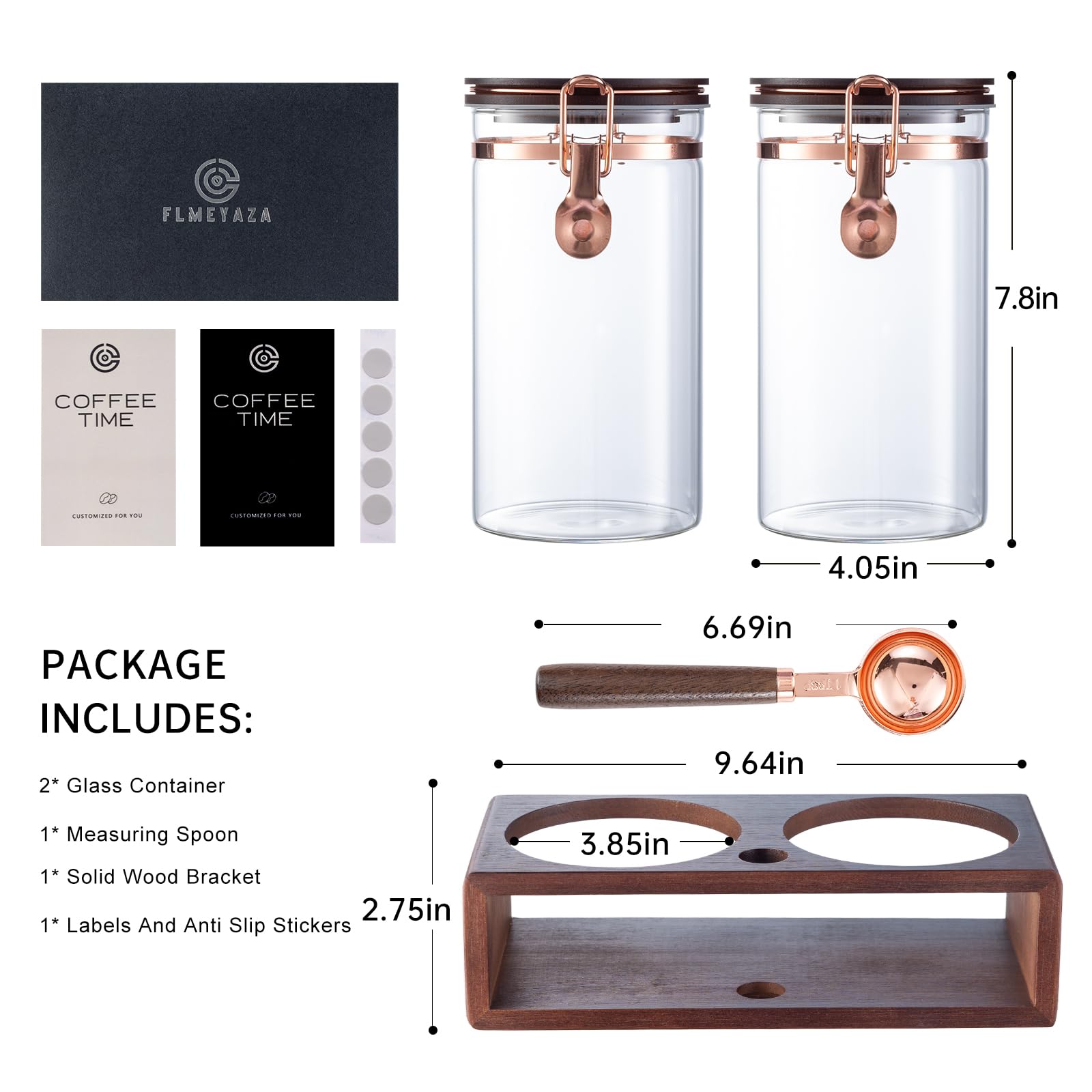 Flmeyaza airtight canister in borosilicate glass preserves coffee freshness.