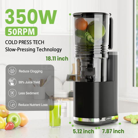 Floisdace one-button operation and safety features simplify juicing.