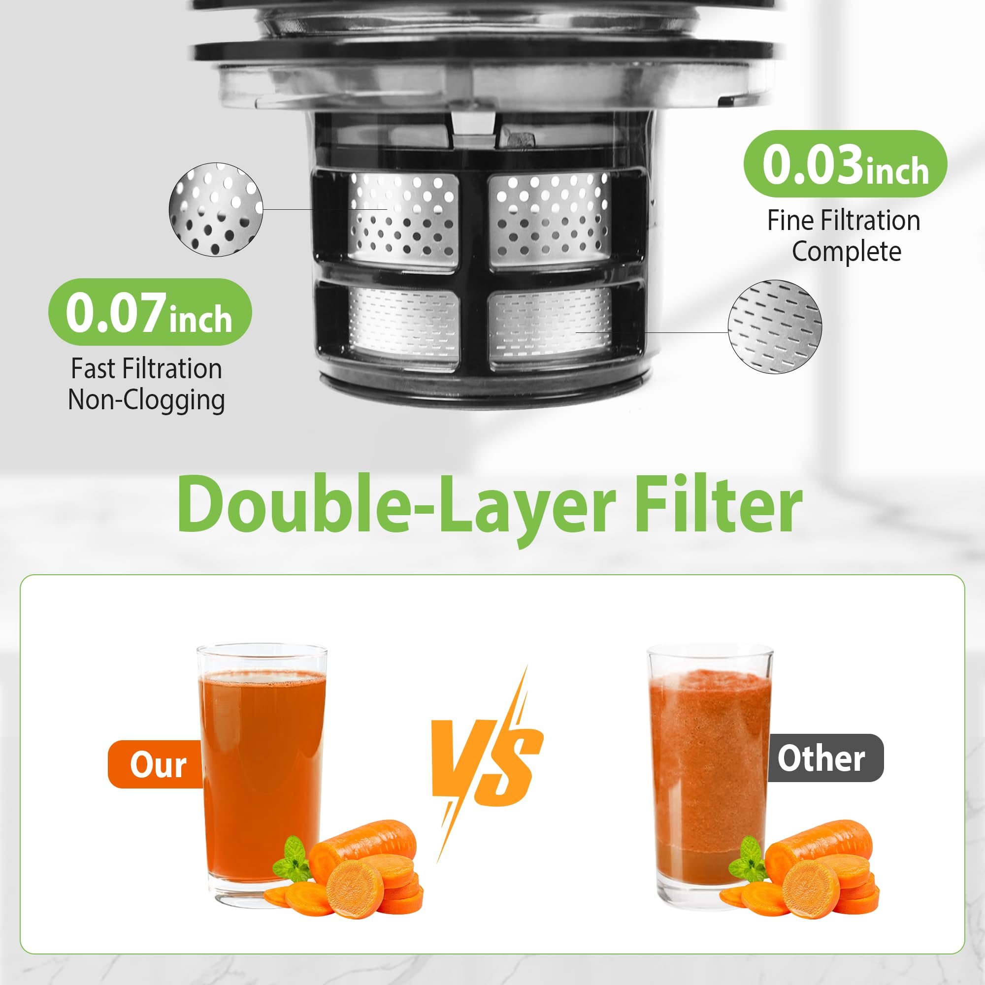 Floisdace reverse function helps prevent clogs during juicing sessions.