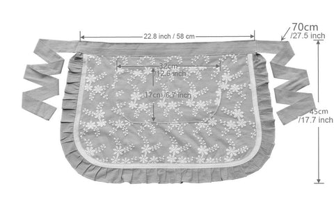 Floosum yellow half apron with 23 by 18 inches coverage.