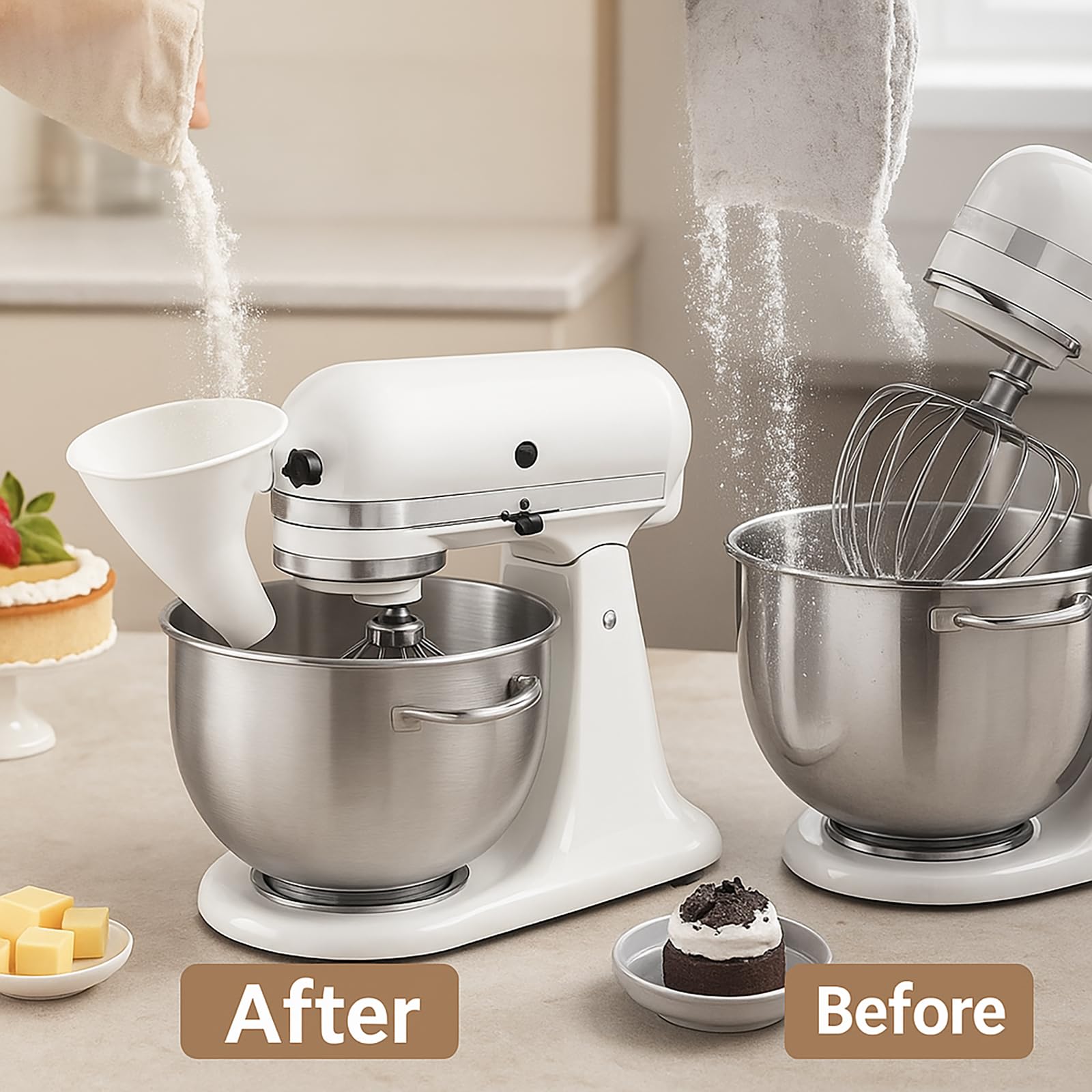 KitchenAid flour funnel wide-mouth pour spout enables precise pouring
