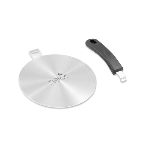 Flovia Cook by Nature induction adapter plate enabling non-induction pots on induction stoves.