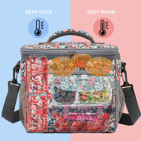 FlowFly lunch bag with adjustable strap for hands-free carrying.