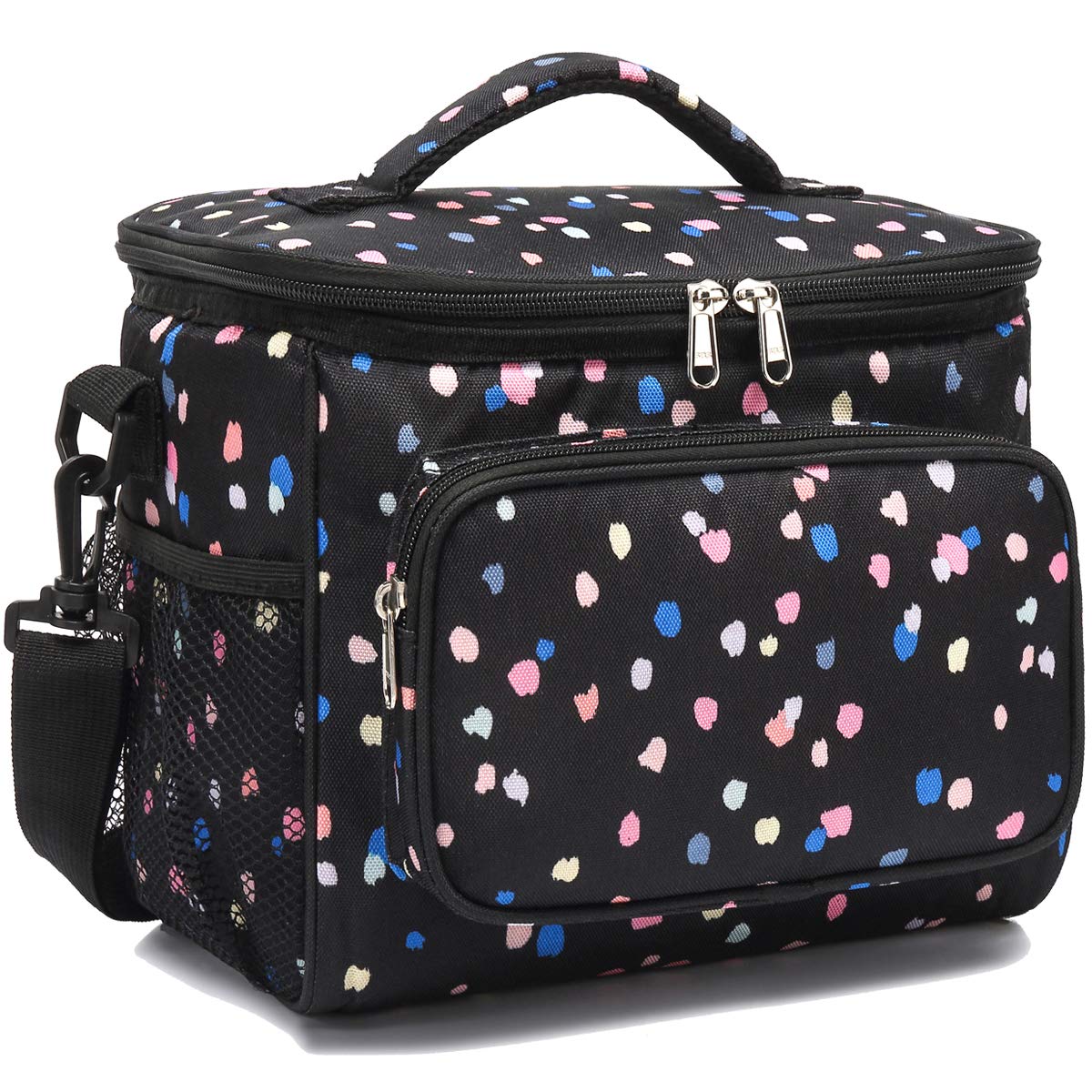 FlowFly insulated lunch bag front zipper pocket for quick access.