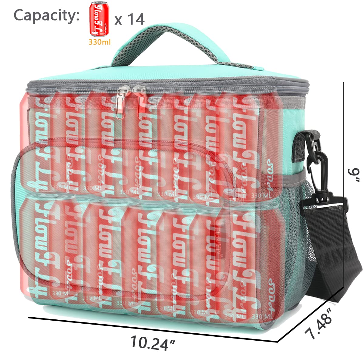 FlowFly Jade insulated bag exterior made of durable 600D polyester
