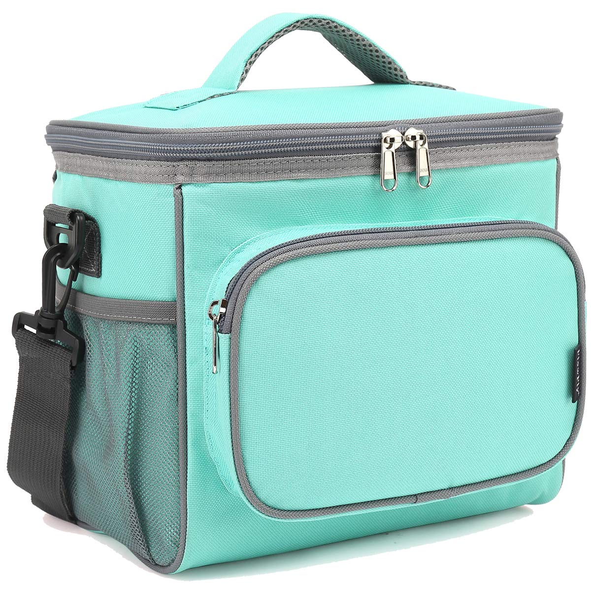 FlowFly insulated lunch bag Jade with front zipper pocket for organized access