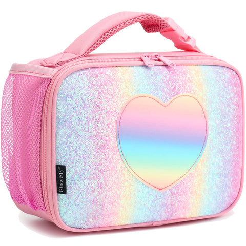FlowFly Kids Lunch Bag front pocket for snacks and notes, perfect for school days.