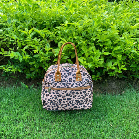 FlowFly Leopard lunch bag freezable lining preserves cold for hours