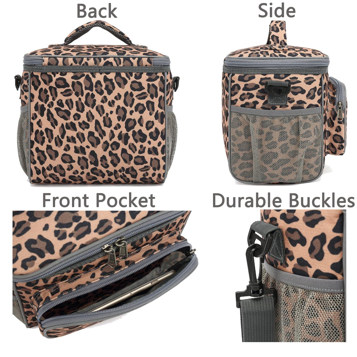 FlowFly Leopard lunch bag interior organizes containers and snacks efficiently.