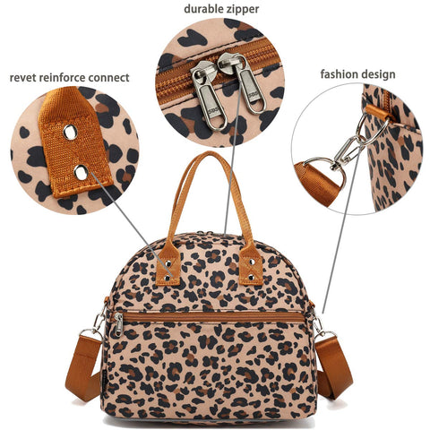 FlowFly Leopard lunch bag interior organization keeps containers tidy during school and travel