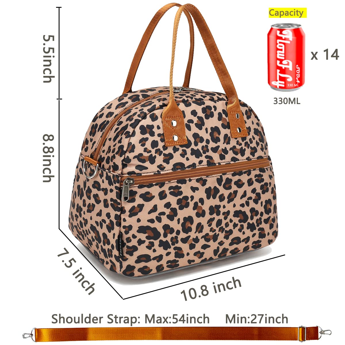 FlowFly Leopard lunch bag with shoulder strap for easy commuting