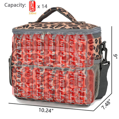 FlowFly Leopard lunch bag top handle for quick grabbing on the go.