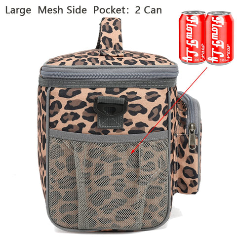 FlowFly Leopard lunch bag rugged SBS zippers for smooth opening.