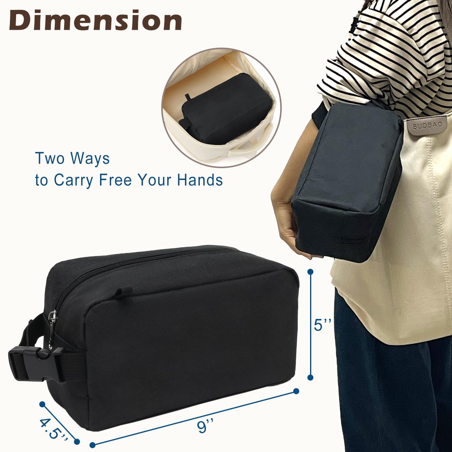 FlowFly lunch bag with backpack clip for hands-free carrying.