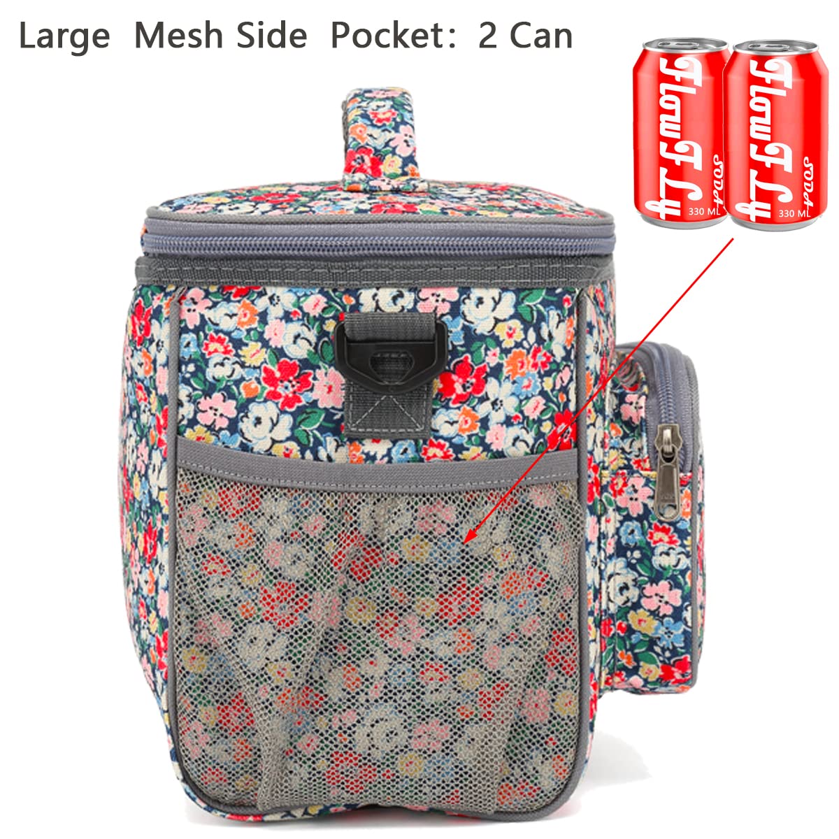 FlowFly large-capacity lunch bag holds meals, containers, and fruit bowls.
