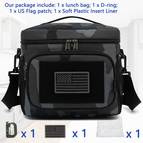 FlowFly lunch bag shows MOLLE/PALS webbing for modular attachments.