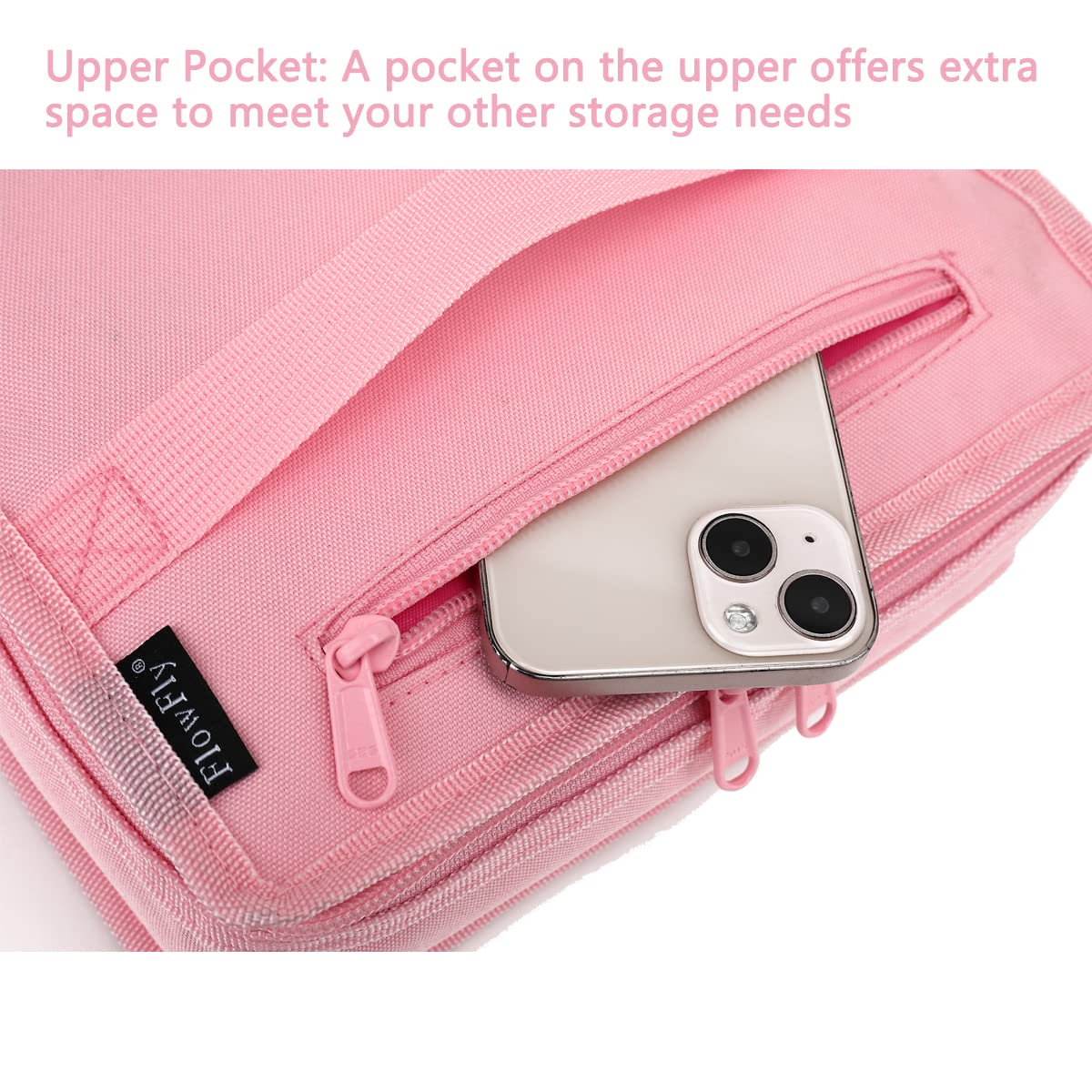 FlowFly pink lunch bag dimensions 9.5 x 6.3 x 3.2 inches