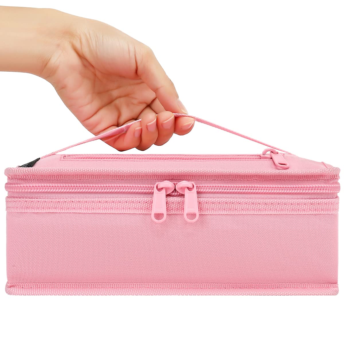 FlowFly pink lunch bag inside a backpack for on-the-go use