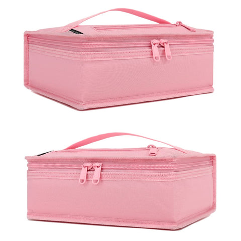 FlowFly pink insulated tote on a lunch setting for meals