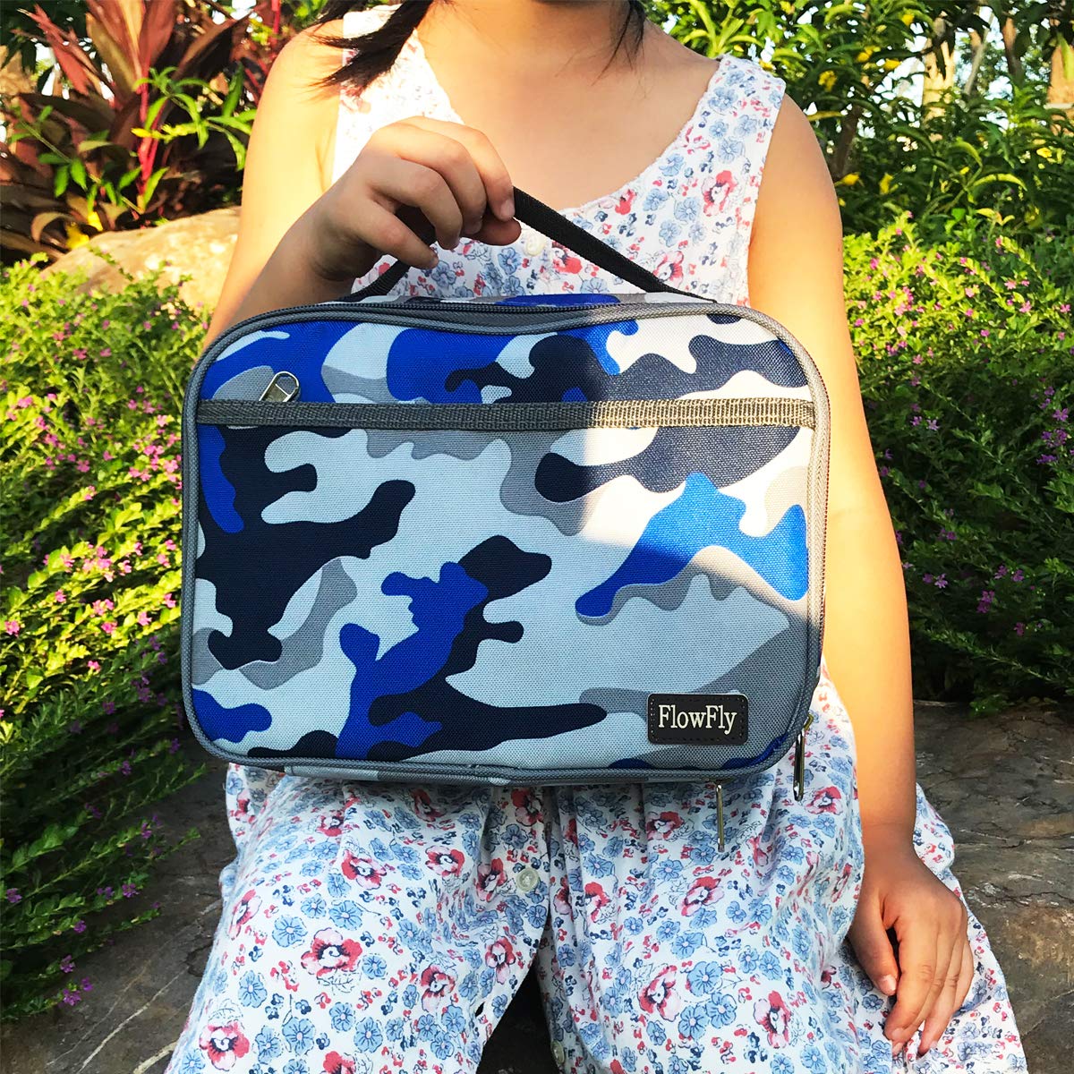 FlowFly lunch bag compact size fits in backpacks for school or travel.
